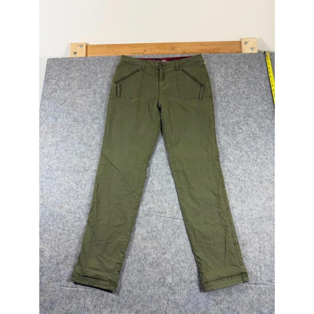 Eddie Bauer Olive Green Slim flannel lined Utility Pants